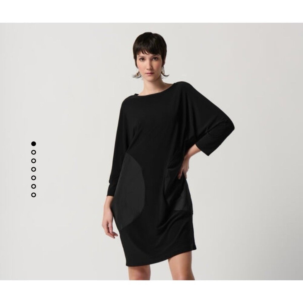NEW JOSEPH RIBKOFF Black Motif Dolman Sleeve Shift Dress Women's Size 10 Stretch